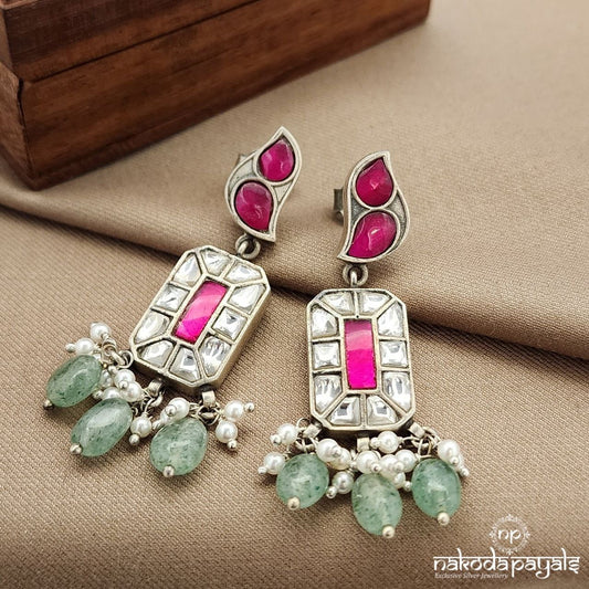 Green Drops Birdie Kundan Earrings (C3622)