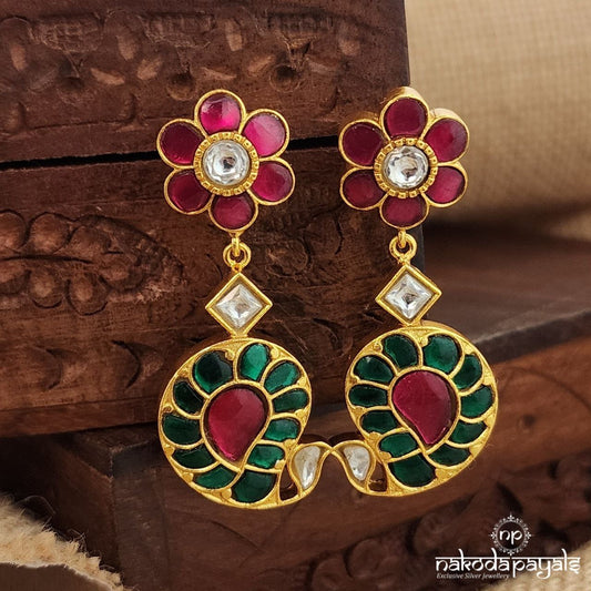 Pink Floral Kundan Earrings (Ge9575)