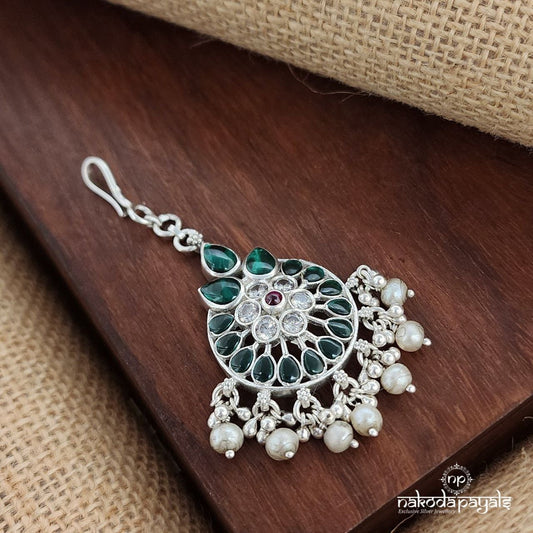 Green Leafy Pearl Drops Maang Tika (M0403)