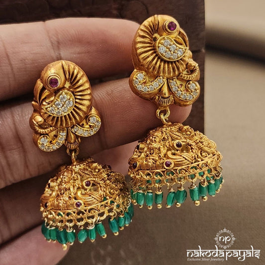 Peacock Green Drops Jhumka (Ge9757)