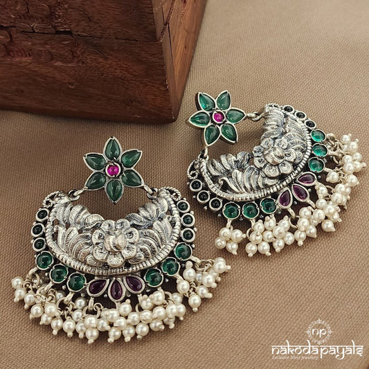 Green Floral Chandbali (C3775)