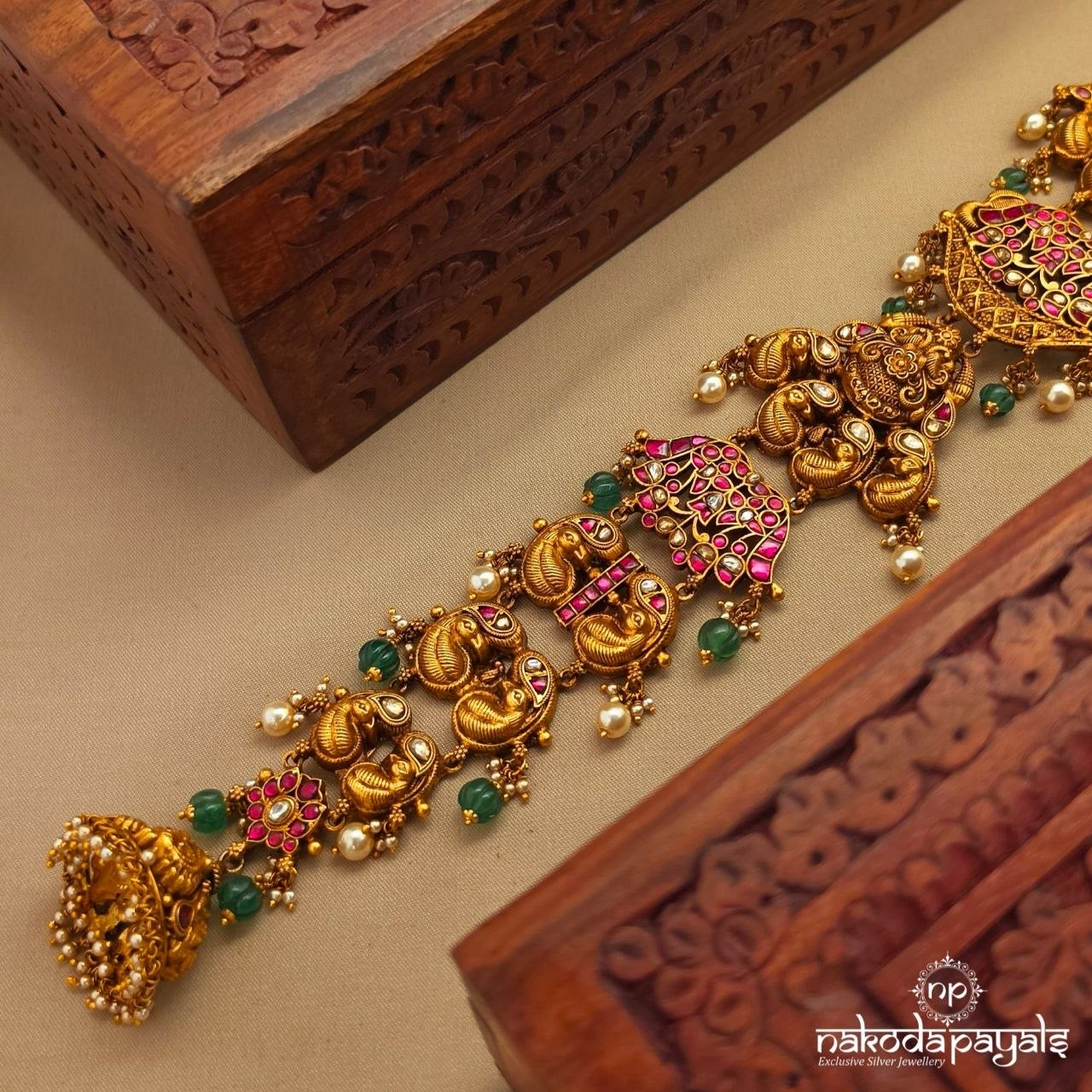 Twin Peacock Kundan Jada Billa (Ha0126)