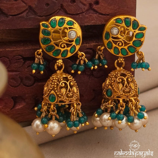 Graceful Green Kundan Jhumka (Ge10915)