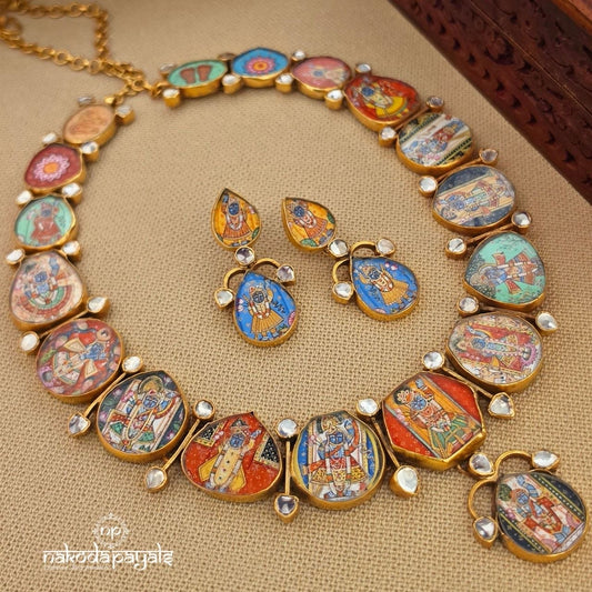 Shrinath Ji Handpainted Neckpiece With Earrings (Gn10524)