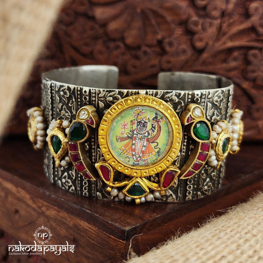 Gulaab Birdie Pearly Kundan Dual Tone Adjustable Kada (K6016)