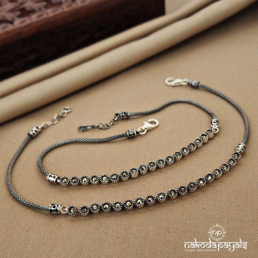 Circling Disc Marcasite Anklets (A5235)