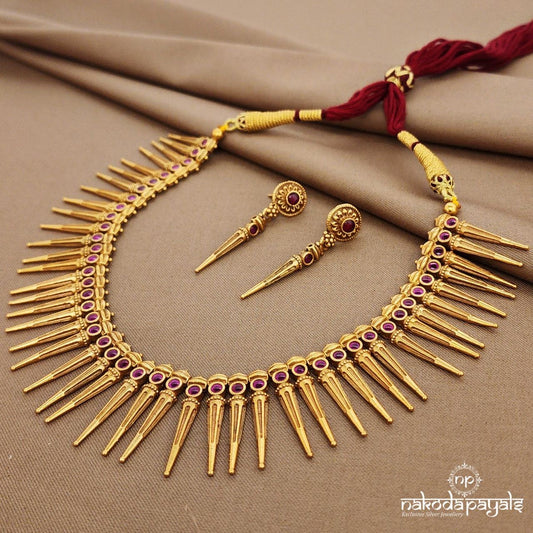 Regal Sunburst Neckpiece With Earrings (Gn9120)