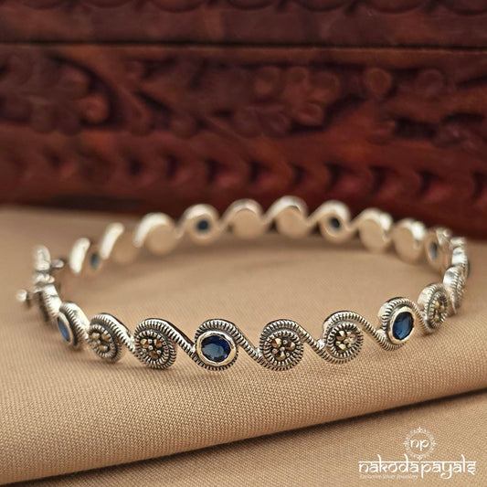 Blue Stone Swirl Marcasite Openable Kada (St4129)