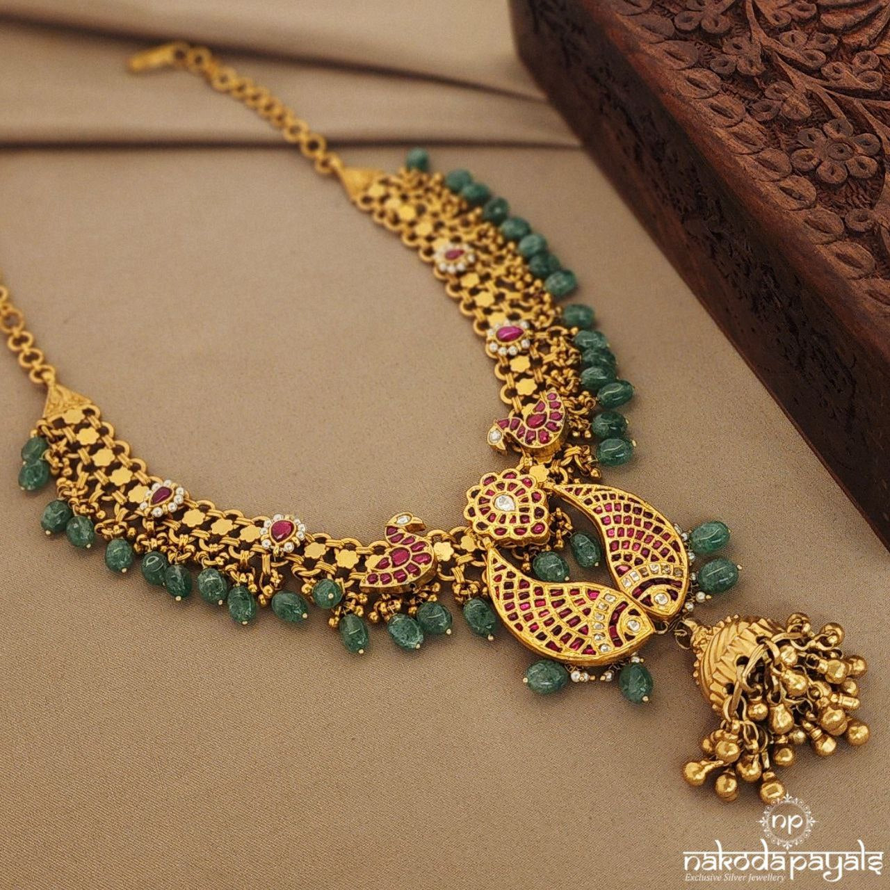 Vintage Jhumki Fish Motif Kundan Neckpiece (Gn7189)