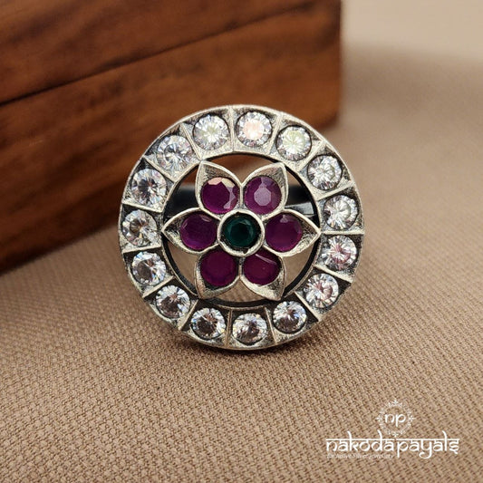 Pink Flower Finger Ring (F2793)