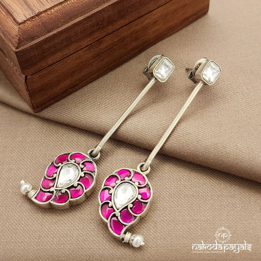 Pink Mango Drop Kundan Earrings (C3609)