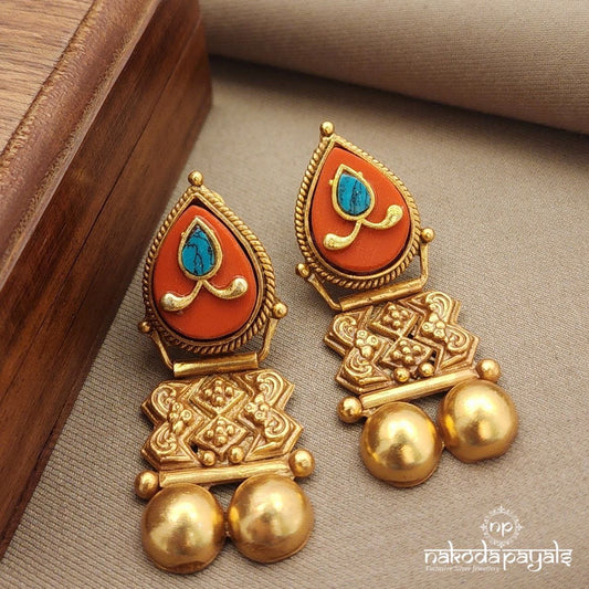 Coral Turquoise Earrings (Ge9743)