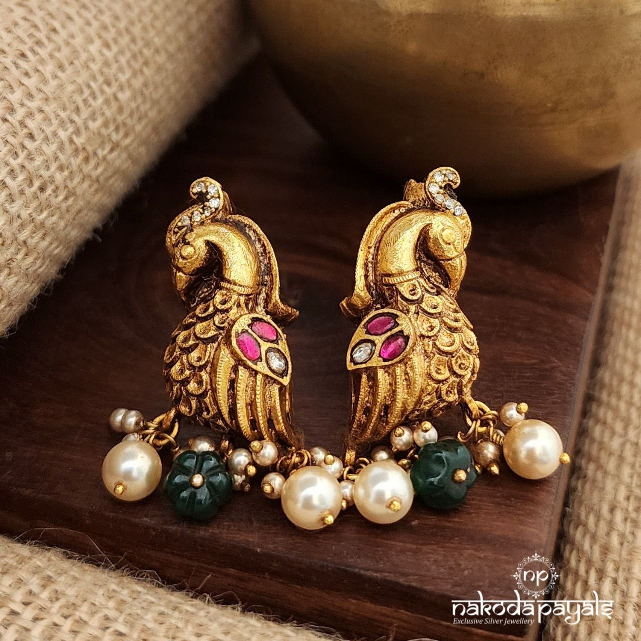 Pretty Peacock Kundan Earrings (Ge9586)