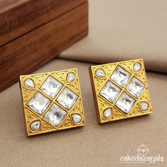 Stylish Square Kundan Studs (Ge9719)