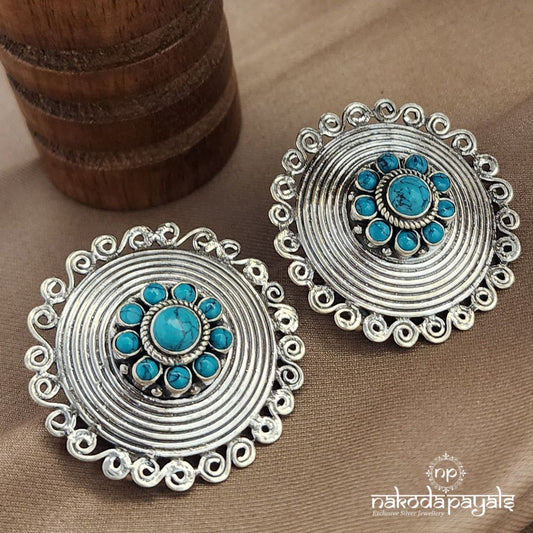 Big Floral Turquoise Studs (S3581)
