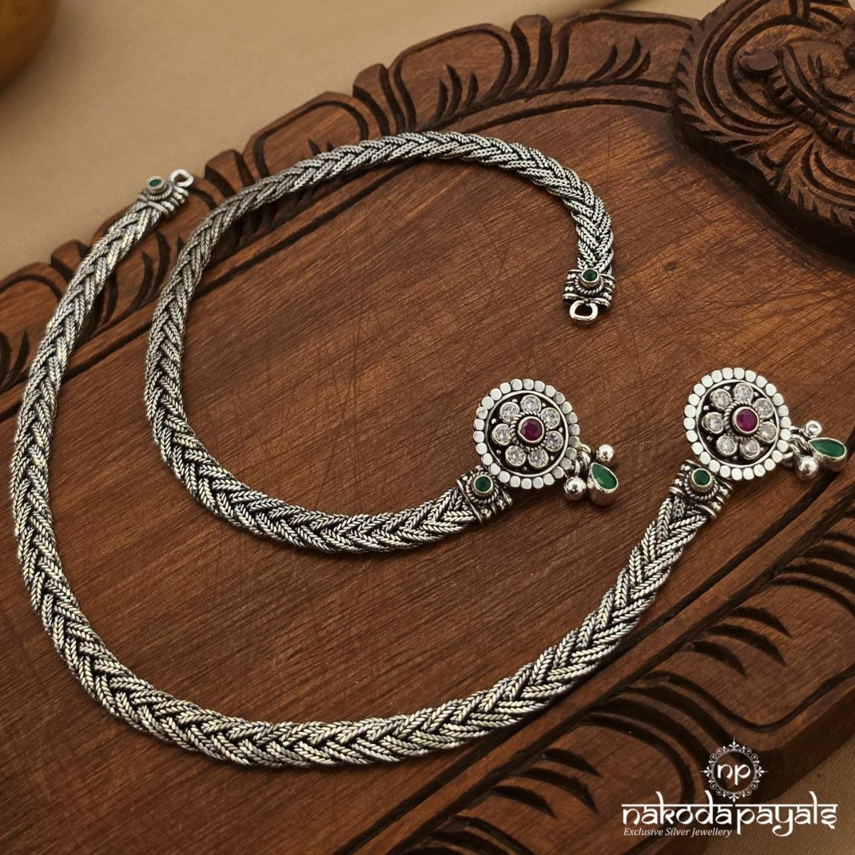 Braided Green Drop Anklets (A7160)