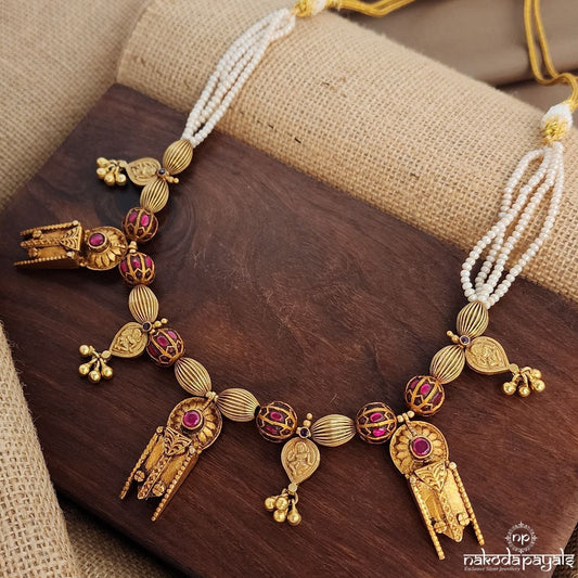 Rani Pink Ball Drops Kundan Neckpiece (Gn9203)