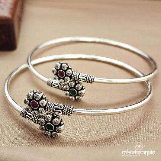 Floral Cut Stone Ankle Kada Pair (A2329)