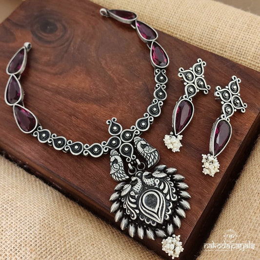 Gulaab Twin Peacock Necklace With Earrings (N10977)