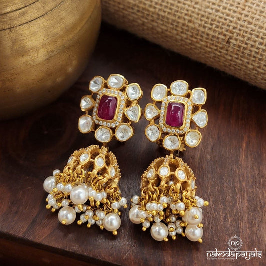 Pink Infinity Shine Moissanite Jhumka (Ge9632)