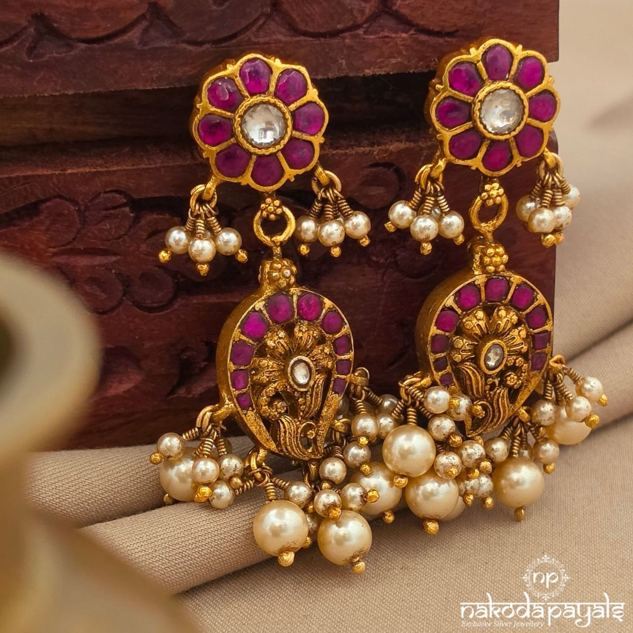 Reversible Kundan Earrings (Ge10921)