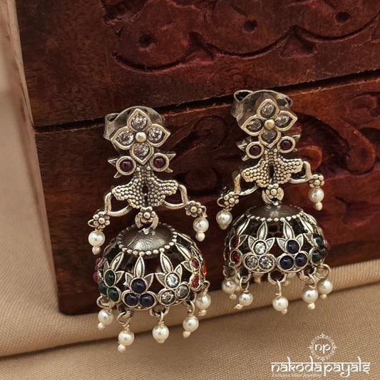 Navratna Pearl Drops Jhumka (J1813)
