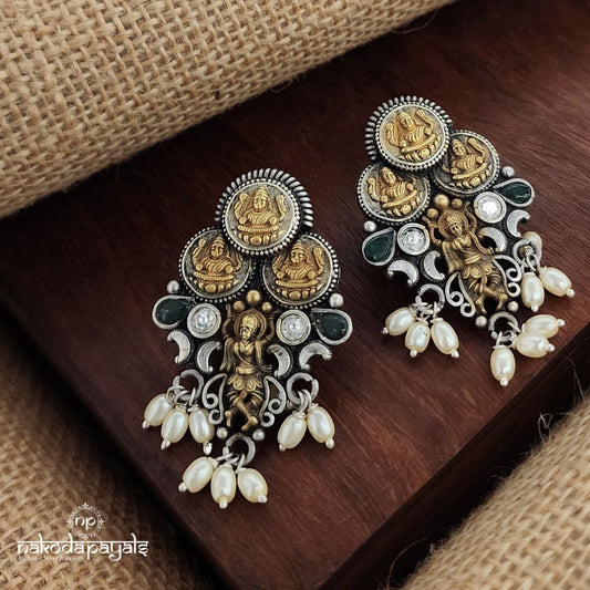 Mahalakshmi Coined Dual Tone Earrings (Dt1384)