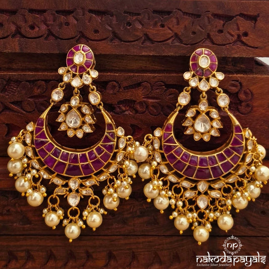 Stunning Pearl Drops Moissanite Chandbali (Ge11294)
