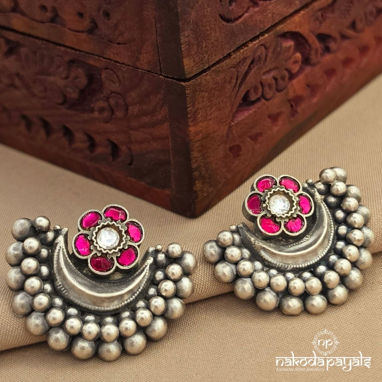 Half Moon Floral Studs (S4154)
