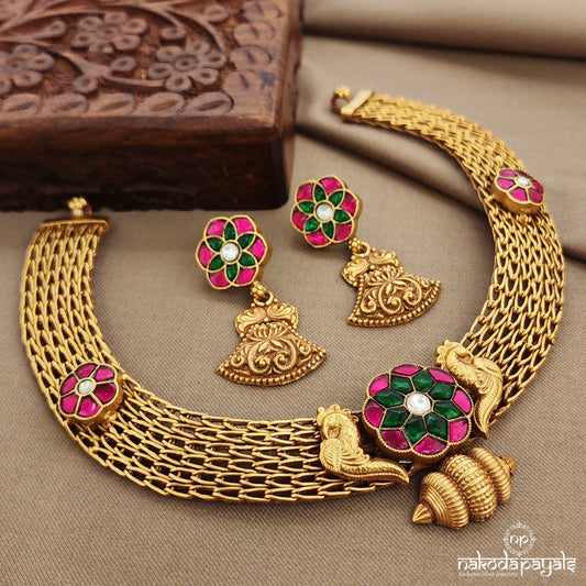 Traditional Kundan Neckpiece With Earrings (Gn9123)