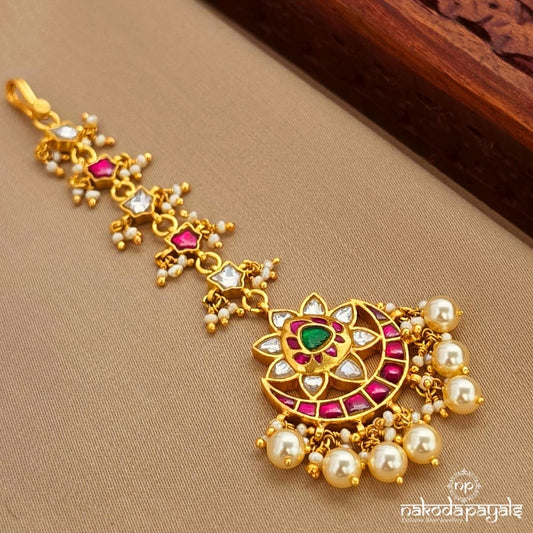 Floral Pearl Drops Kundan Maang Tika (Gm1205)