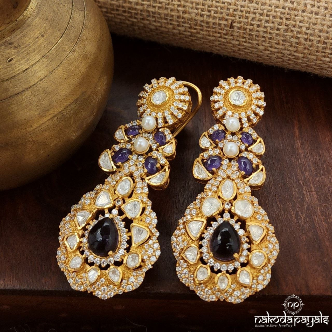 Amethyst Moissanite Earrings (Ge9629)