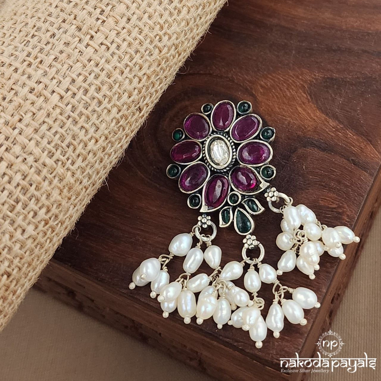 Pink Green Pearl Drops Pendant (P2526)