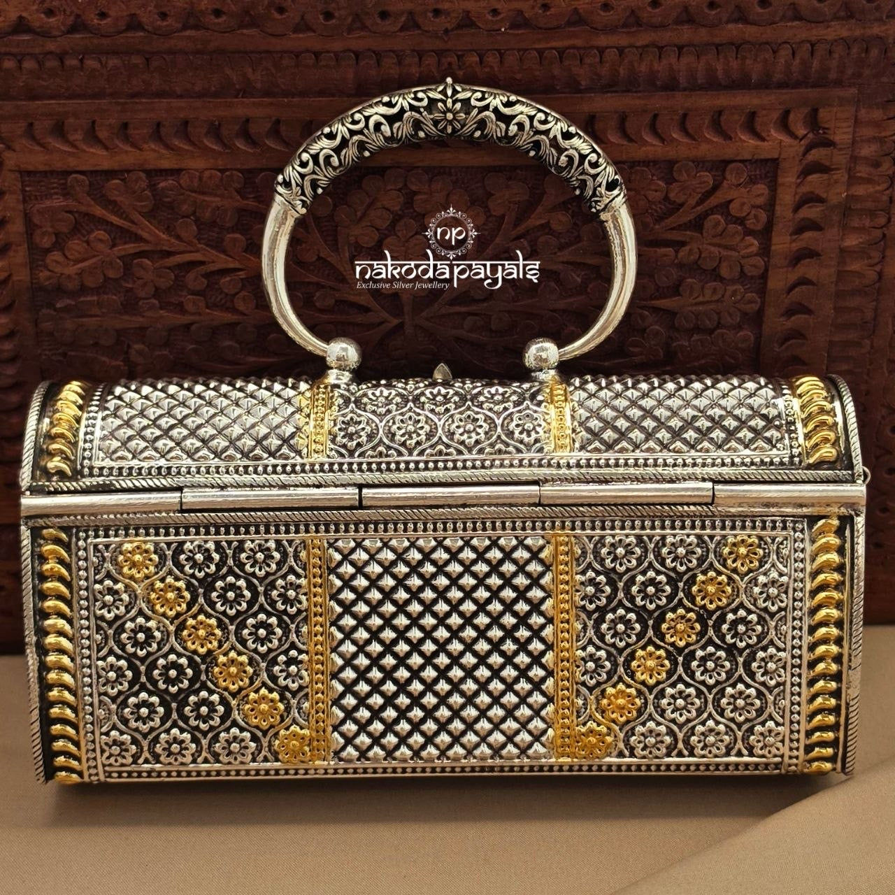 Stunning Rose Quartz Dual Tone Clutch (Esa341)