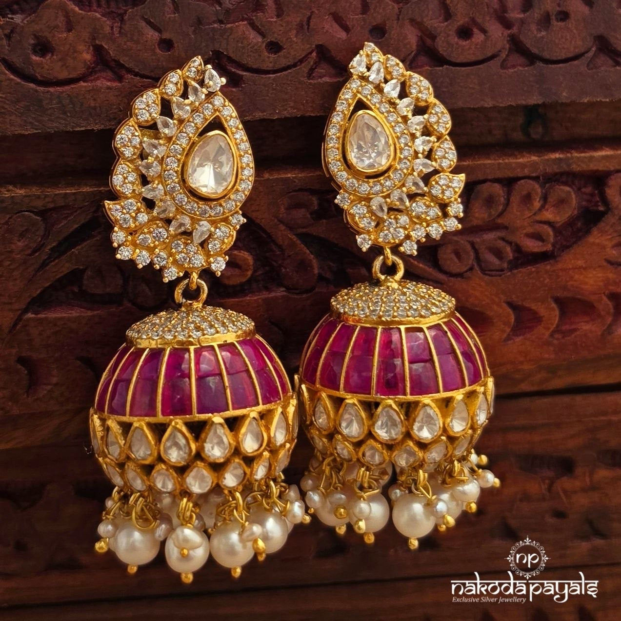 Ravishing Ruby Moissanite Jhumka (Ge11289)