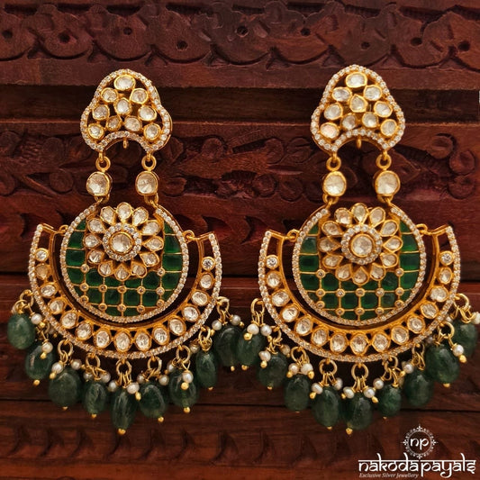 Grand Green Drops Moissanite Chandbali (Ge11293)