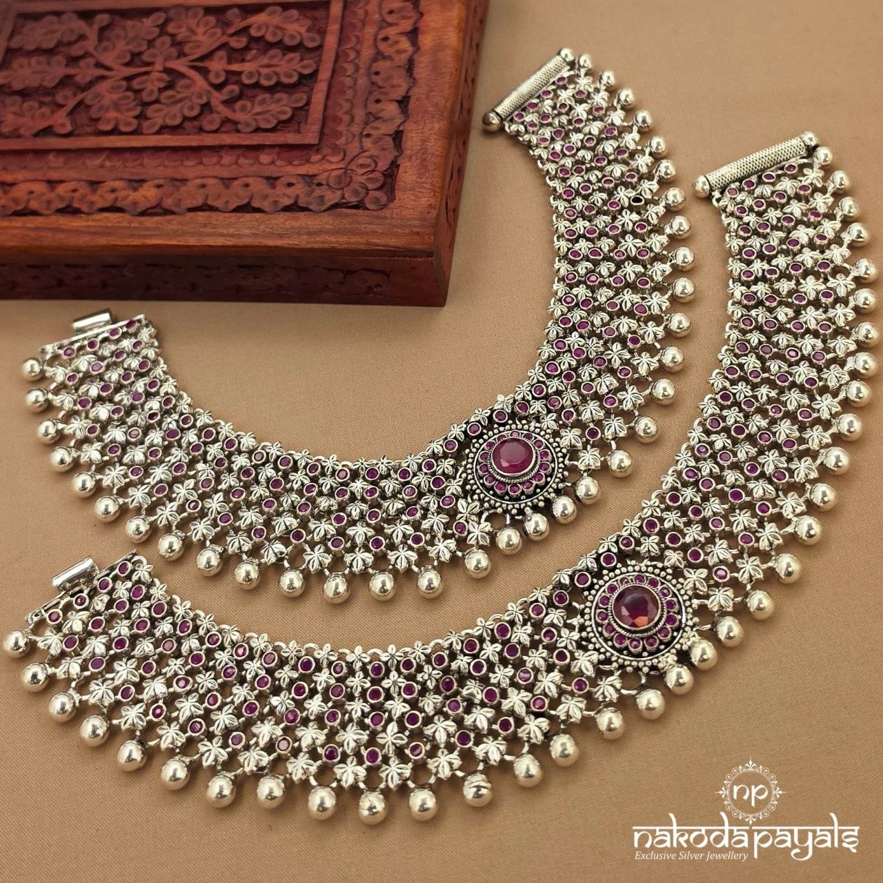 Royal Ruby Ball Anklets (A6966)