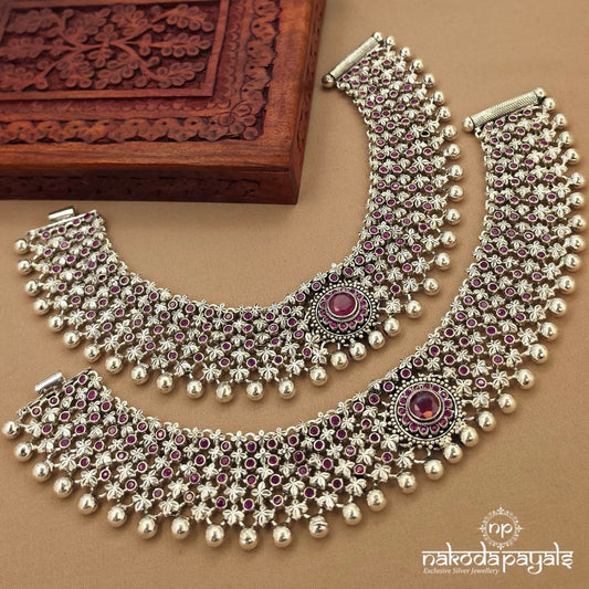 Royal Ruby Ball Anklets (A6966)