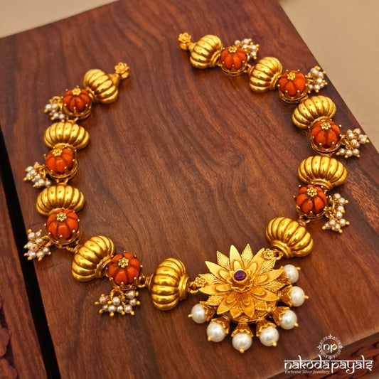Floral Coral Neckpiece (Gn10477)