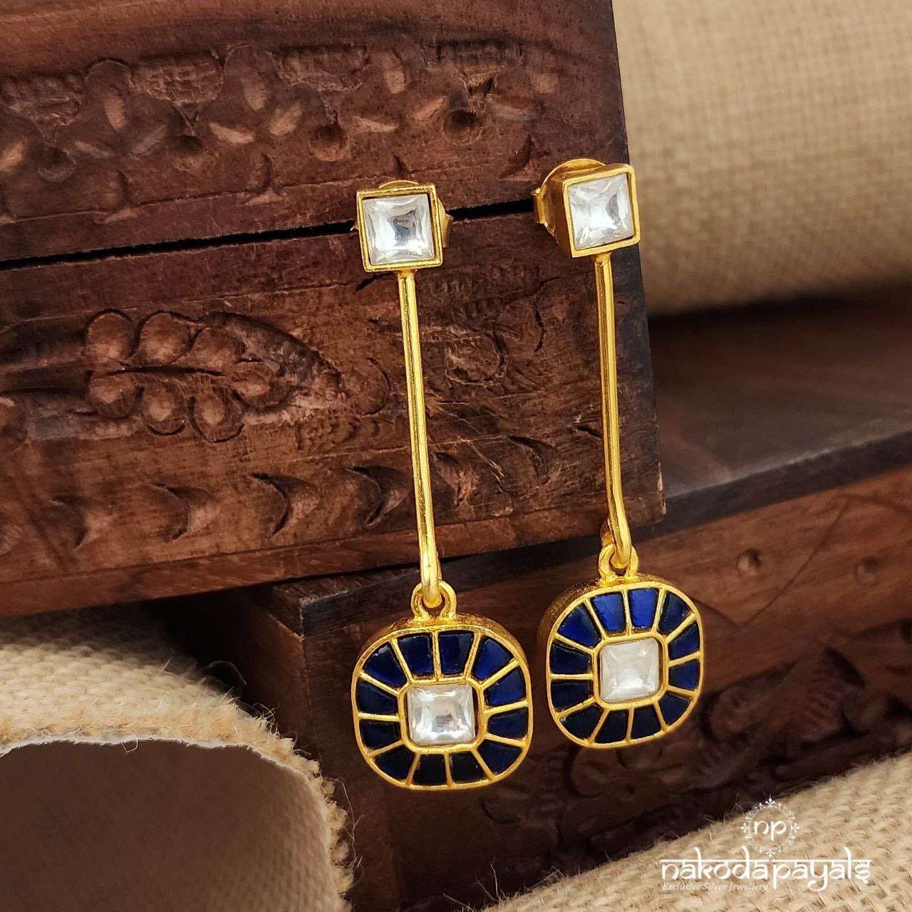 Blue Drop Kundan Earrings (Ge9559)