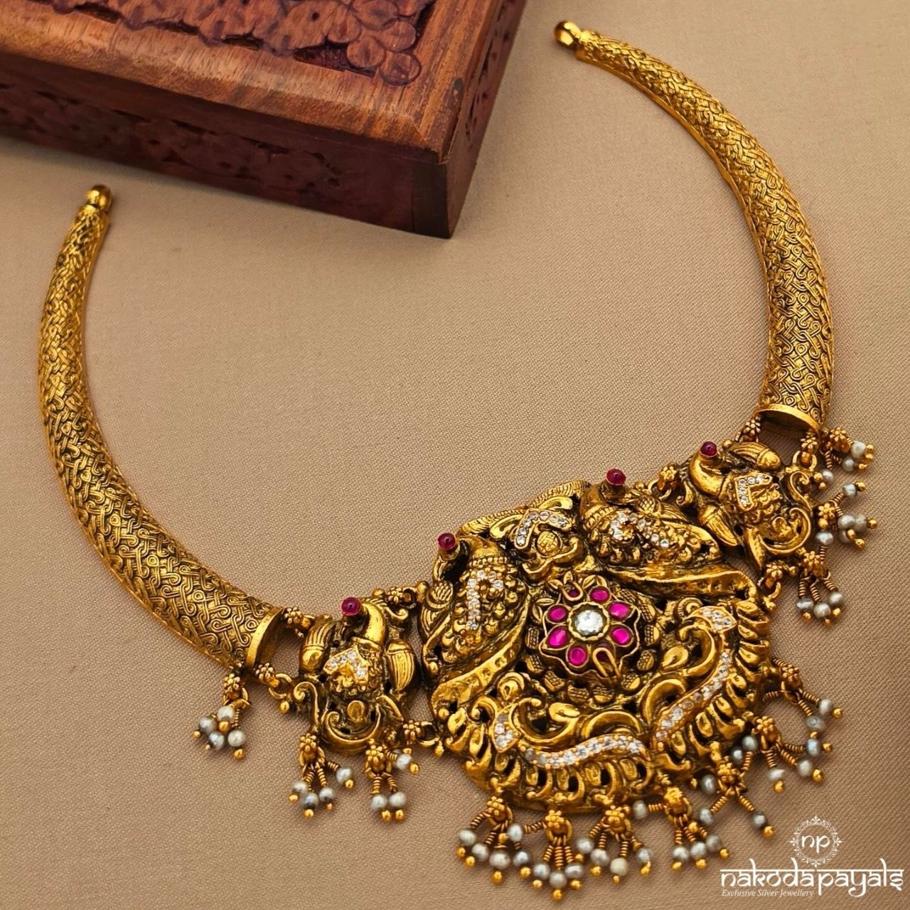 Twin Peacock Kundan Neckpiece (Gn10428)