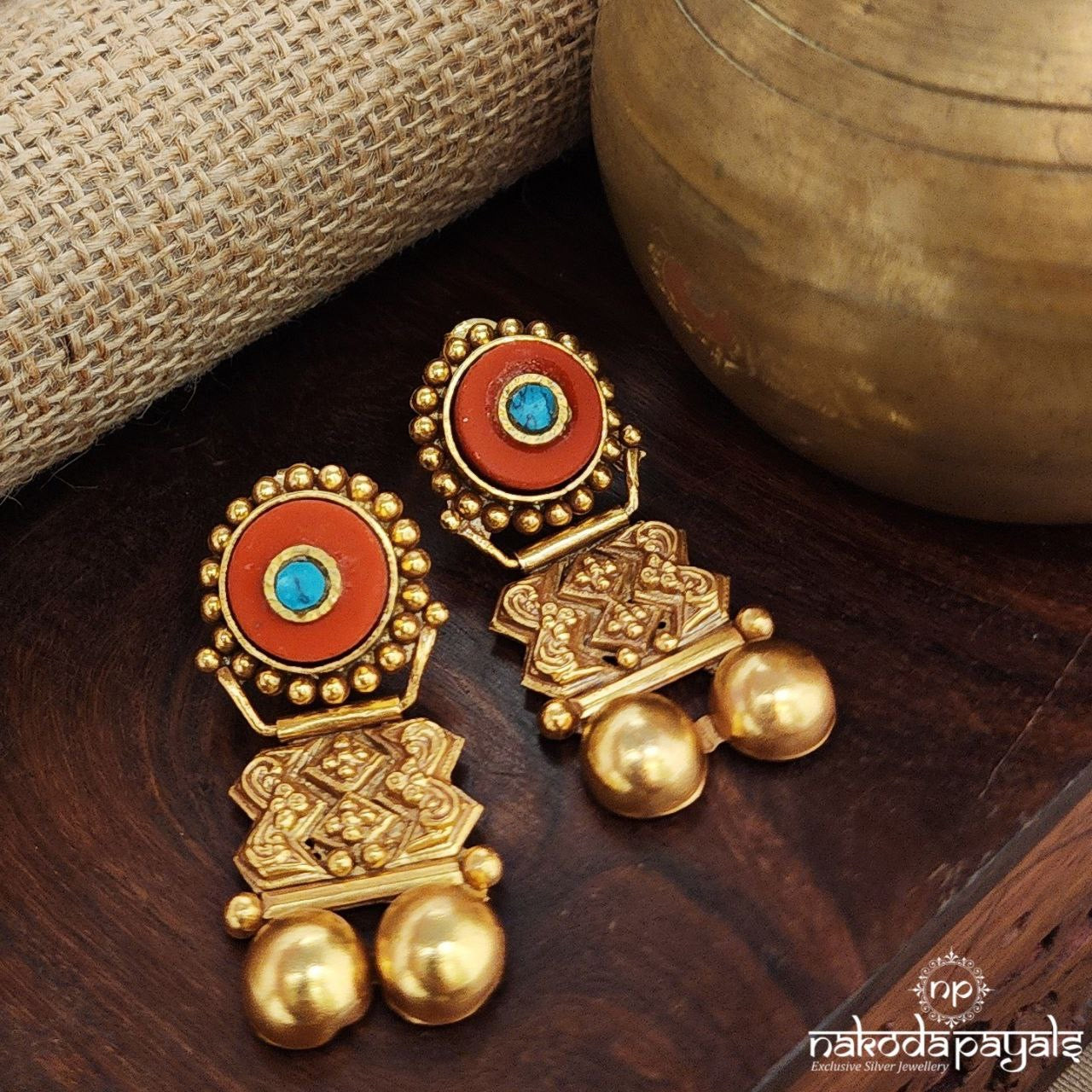 Coral Turquoise Earrings (Ge9660)