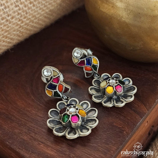 Colorful Birdie Floral Kundan Earrings (C3594)