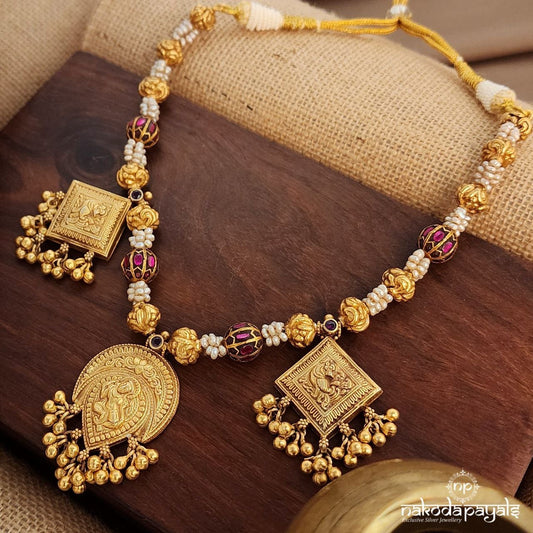 Pink Ball Pearly Kundan Neckpiece (Gn9208)