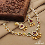 Navratan Floral Neckpiece With Earrings (Gn7252)