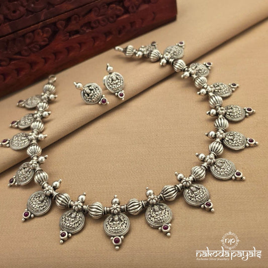 Lakshmi Oxidised Neckpiece With Earrings (N11836)