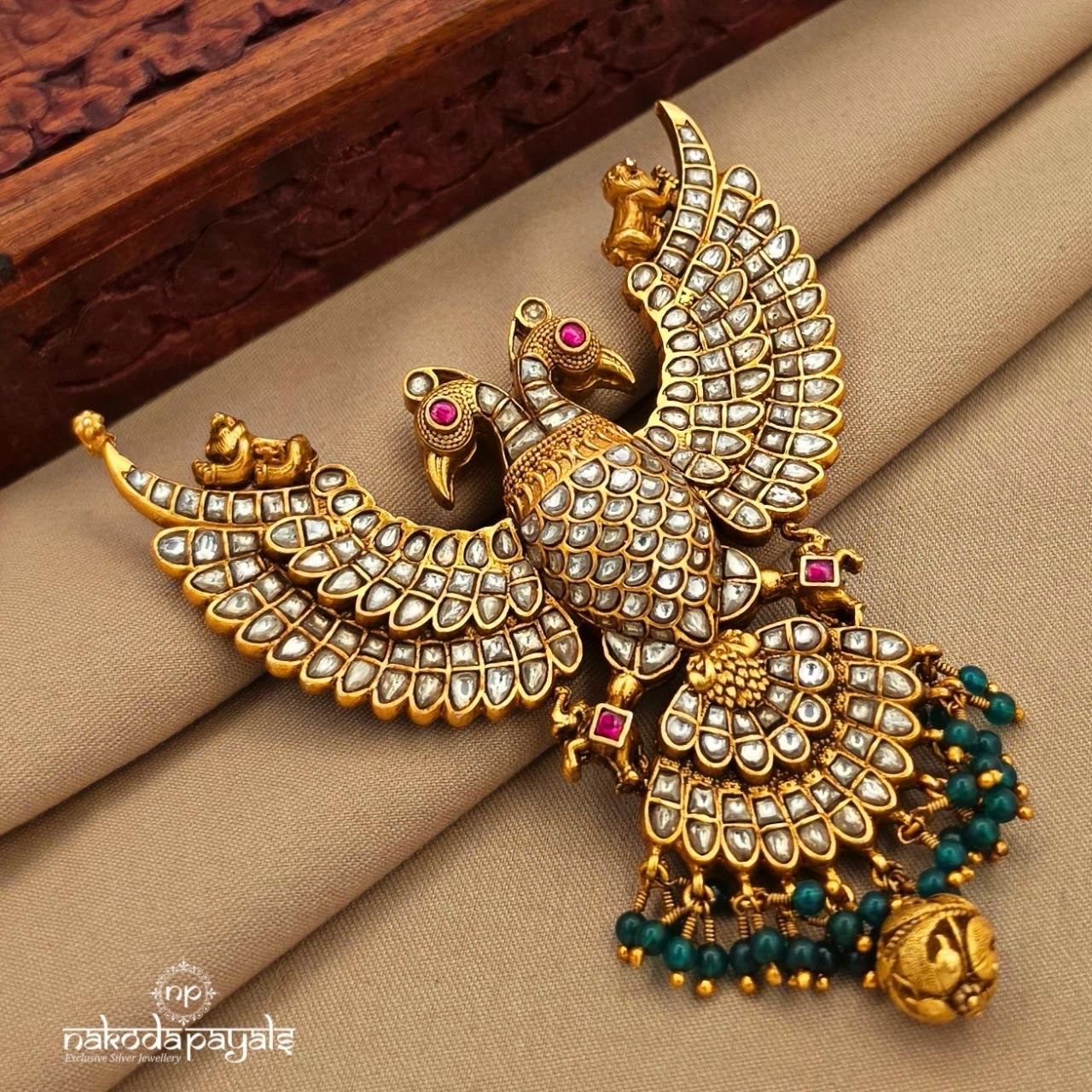 Reversible Gandaberunda Kundan Pendant (Gp2392)