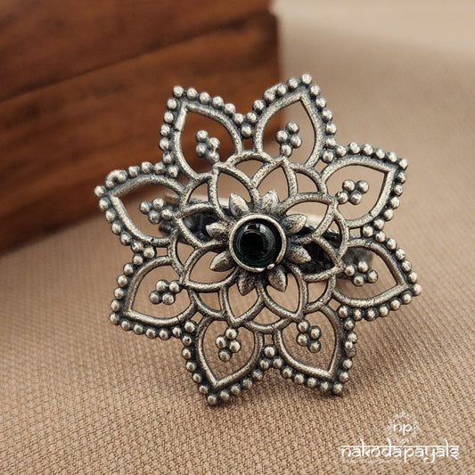 Green Leafy Finger Ring (F2821)