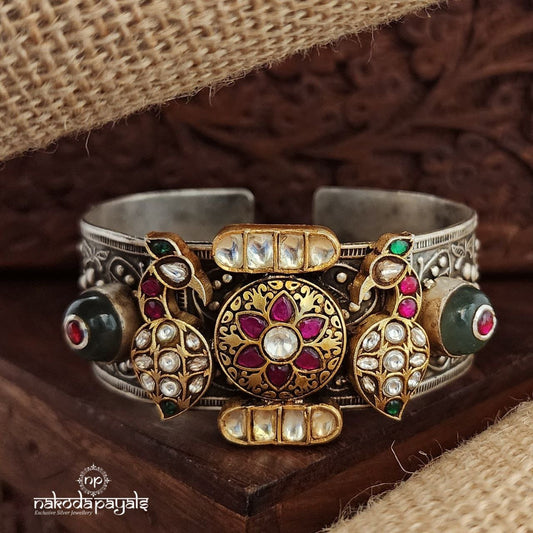 Jade Floral Kundan Dual Tone Adjustable Kada (K6017)