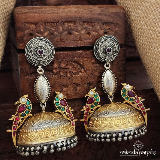 Gulabi Shuka Dual Tone Kundan Jhumka (Dt1365)